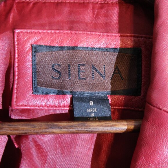 Red Siena Real 100% Leather Coat - Picture 7 of 8